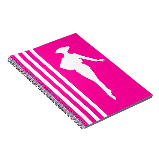 Roze moderne strepen met Mode Silhouette Notitieboek (Rechterzijde)