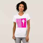 Roze moderne strepen met Mode Silhouette T-shirt (Voorkant volledig)