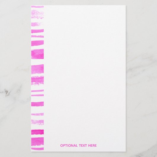Roze moderne strepen voor Waterverf Briefpapier (Voorkant)