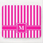 Roze moderne strip met monogram muismat (Voorkant)