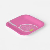 Roze moderne Tennis Ball White Racket Papieren Bordje (Gebogen)