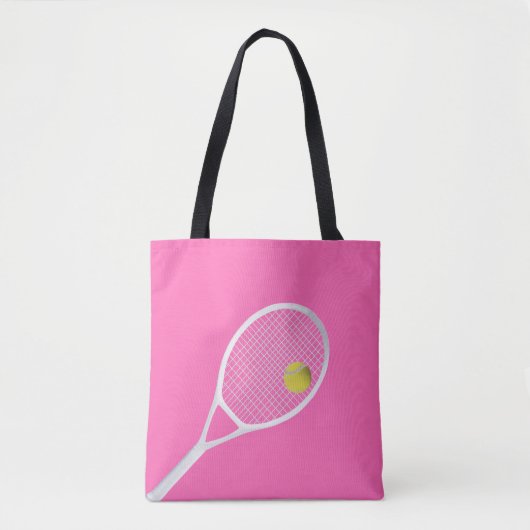 Roze moderne Tennis Ball White Racket Tote Bag (Voorkant)