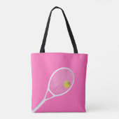 Roze moderne Tennis Ball White Racket Tote Bag (Achterkant)