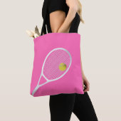 Roze moderne Tennis Ball White Racket Tote Bag (Dichtbij)