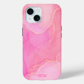 Roze Moderne Trendy Monogrammed Case-Mate iPhone Case (Achterkant)