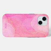 Roze Moderne Trendy Monogrammed Case-Mate iPhone Case (Achterkant (horizontaal))