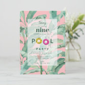 Roze Moderne Tropische Banaan Palmbladeren Verjaar Kaart (Staand voorkant)