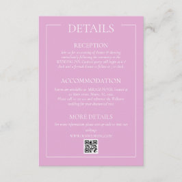 Roze Moderne Trouwdetails Informatiekaartje