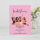 roze moderne trouwfeest uitnodigingskaart save the date (Staand voorkant)