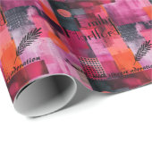 Roze moderne typografie  Abstract geometrisch patr Cadeaupapier (Rol Hoek)