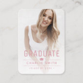 Roze Moderne Typografie Foto Afstuderen Uitnodigen Informatiekaartje (Voorkant)