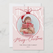 ROZE MODERNE TYPOGRAFIE FOTO ORNAMENT FEESTDAGENKAART (Voorkant)