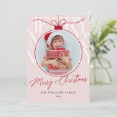 ROZE MODERNE TYPOGRAFIE FOTO ORNAMENT FEESTDAGENKAART (Staand voorkant)