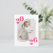 Roze moderne Typografie Happy Nieuwjaar 2022 Foto Feestdagenkaart (Staand voorkant)