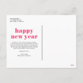 Roze moderne Typografie Happy Nieuwjaar 2022 Foto Feestdagenkaart (Achterkant)