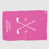 Roze moderne typografie initialen monogram elegant golfhanddoek (Horizontaal)