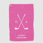 Roze moderne typografie initialen monogram elegant golfhanddoek (Voorkant)