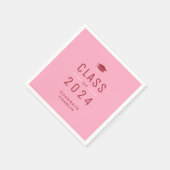 Roze Moderne Typografie Klasse van 2024 Afstuderen Servet (Hoek)
