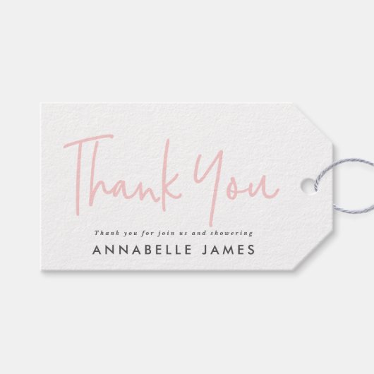 Roze moderne typografie stijlvol dank u gunst cadeaulabel (Voorkant (Horizontaal))