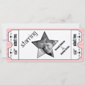 Roze moderne typografie Ticket Wedding Kaart (Achterkant)