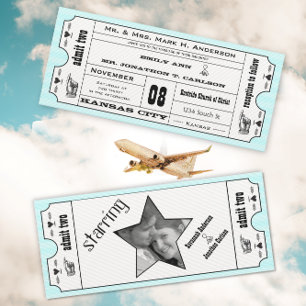 Roze  moderne typografie Ticket Wedding Kaart