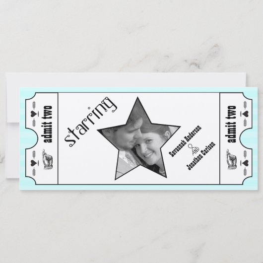 Roze moderne typografie Ticket Wedding Kaart (Achterkant)