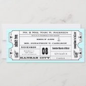 Roze  moderne typografie Ticket Wedding Kaart (Voorkant)