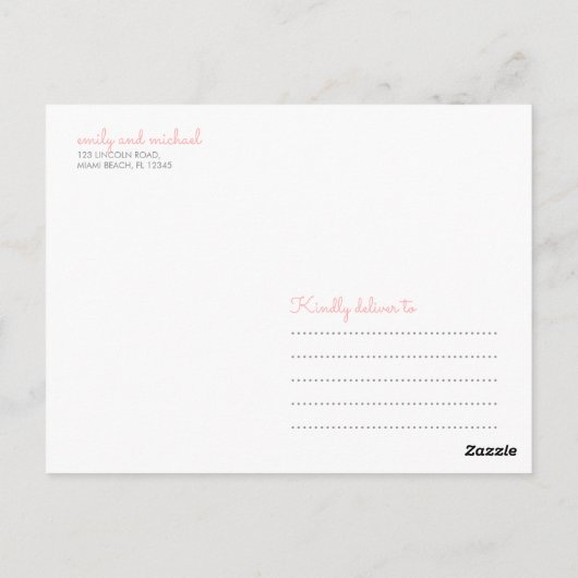 Roze moderne Typografie Weddenschap Bedankt Briefkaart (Achterkant)