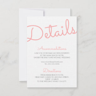 Roze moderne Typografie Weddenschap Details Kaart