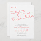 Roze moderne Typografie Weddenschap sparen de Datu Save The Date (Voorkant / Achterkant)