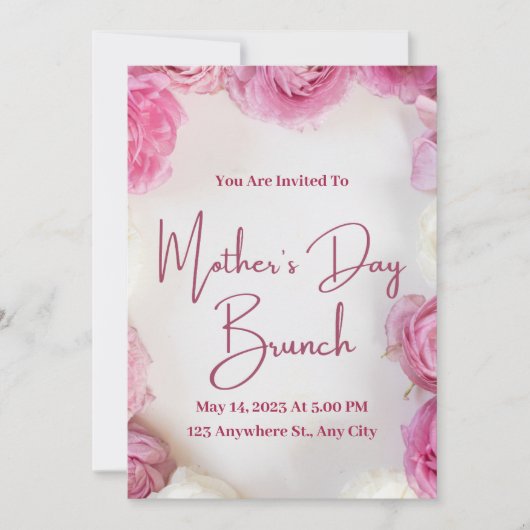 Roze moderne uitnodiging tot Moederdag (Voorkant)
