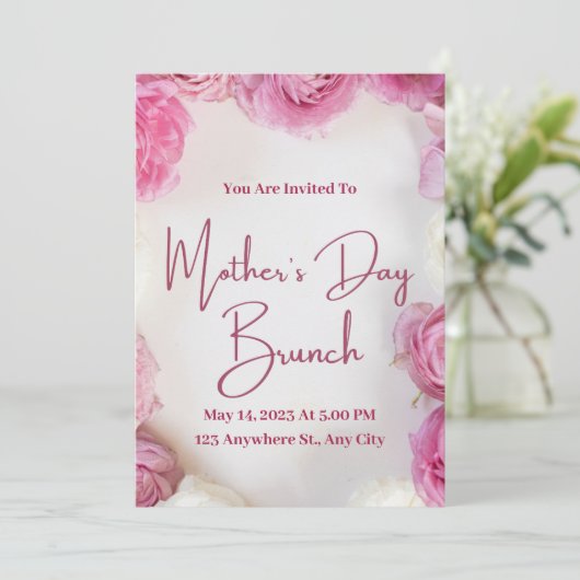 Roze moderne uitnodiging tot Moederdag (Staand voorkant)