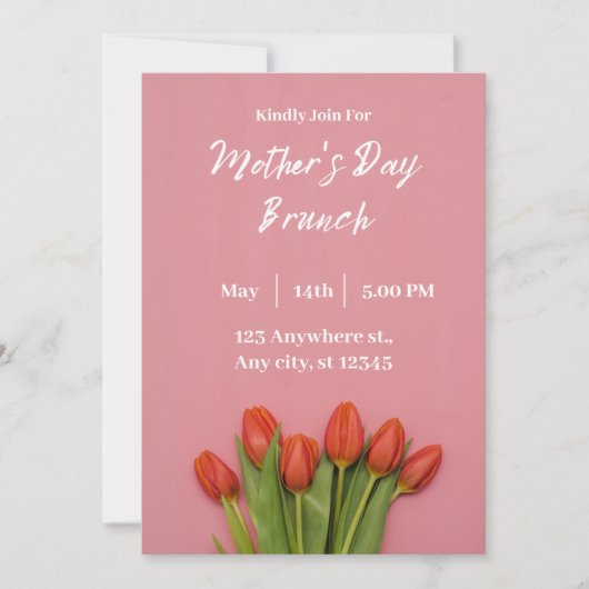 Roze moderne uitnodiging tot Moederdag (Voorkant)