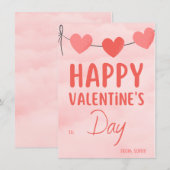 Roze moderne uitnodiging van de Valentijnse Partij (Voorkant / Achterkant)