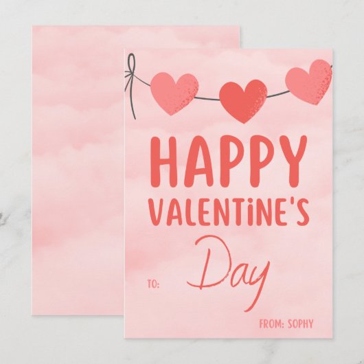 Roze moderne uitnodiging van de Valentijnse Partij (Voorkant / Achterkant)