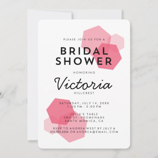 Roze | Moderne uitnodiging voor meetbare bridal (Voorkant)