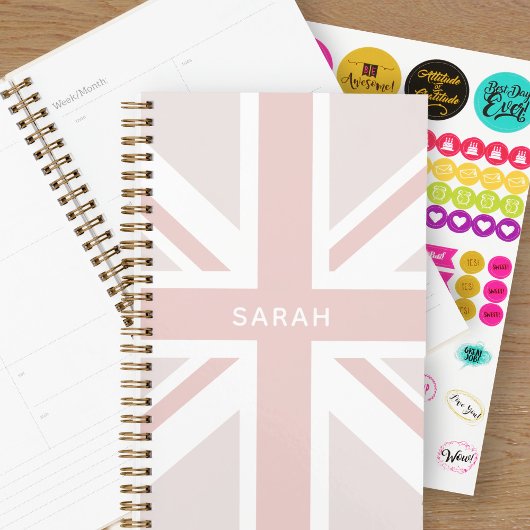 Roze Moderne Union Jack Flag Gepersonaliseerde Pla Planner
