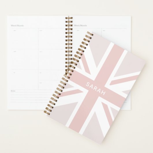 Roze Moderne Union Jack Flag Gepersonaliseerde Pla Planner (Display)