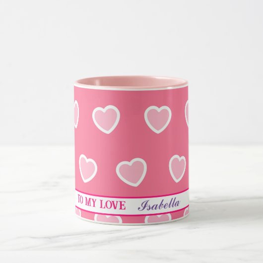 Roze moderne Valentijnsdag Collectie Mok (Midden)