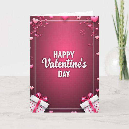 Roze moderne Valentijnskaart Kaart (Voorkant)