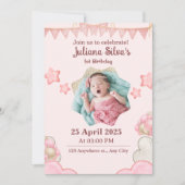 Roze moderne verjaardag Uitnodiging (Voorkant)