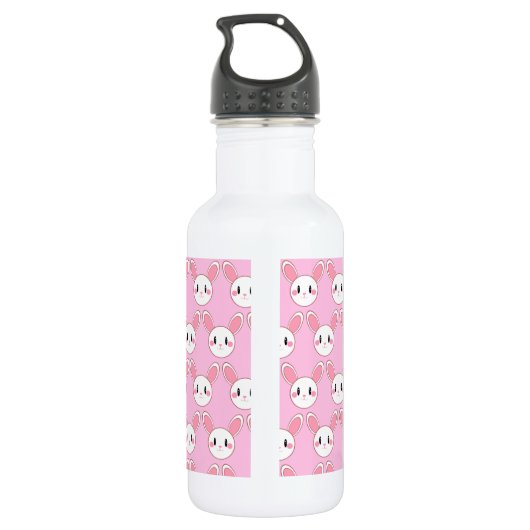 Roze moderne verkoute bunny Rabbit Waterfles (Achterkant)