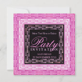 Roze moderne verlichting Disco Dance Party Uitnodi Kaart (Voorkant)