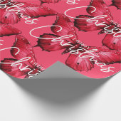 Roze Moderne Vrolijke Kerstmis Vlinder Cadeaupapier (Hoek)