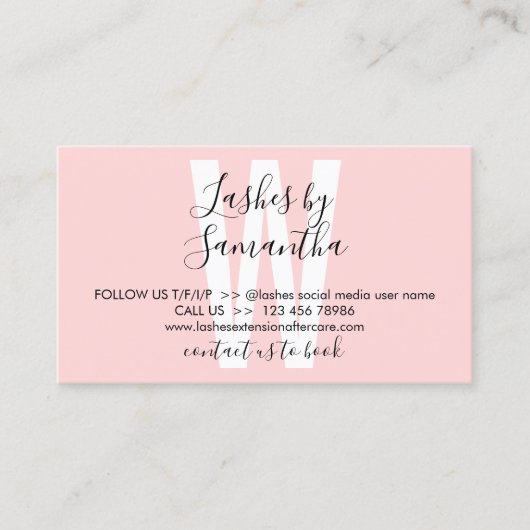 Roze moderne wastips en instructies visitekaartje (Voorkant)