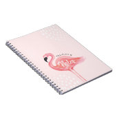 Roze Moderne Waterverf Flamingo Illustratie Notitieboek (Rechterzijde)