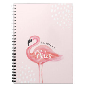 Roze Moderne Waterverf Flamingo Illustratie Notitieboek