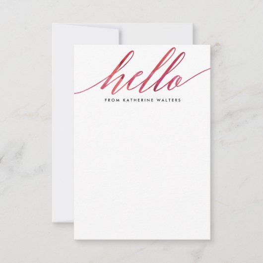 Roze moderne Waterverf kalligrafie Notitiekaartje (Voorkant)