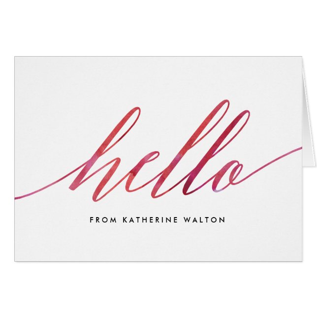 Roze moderne Waterverf kalligrafiescard (Voorkant Horizontaal)
