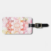 Roze moderne waterverf spoelt koraalflorale mandal bagagelabel (Voorkant horizontaal)
